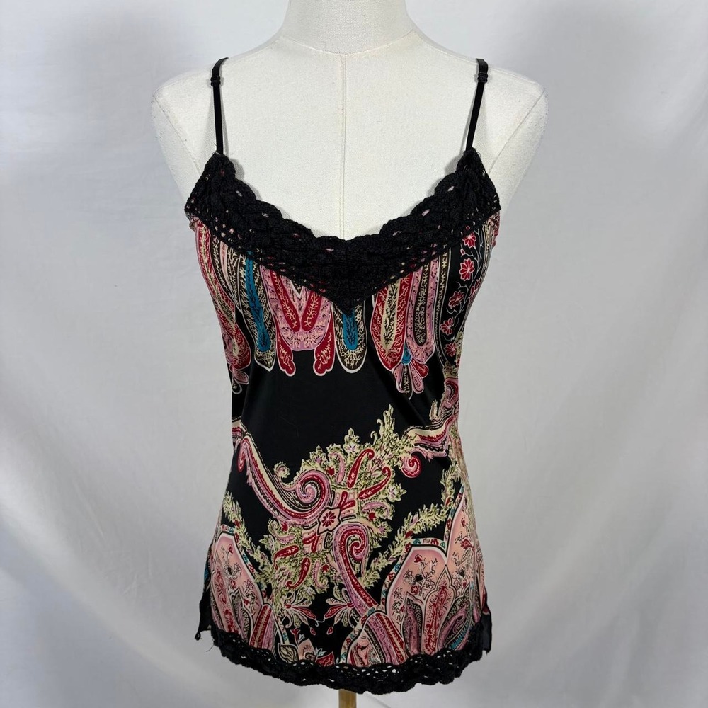 Vol. 1 black and pink paisley cami top size medium y2k boho fairy